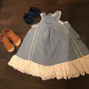 Artisan NY denim chambray lace fully lined dress